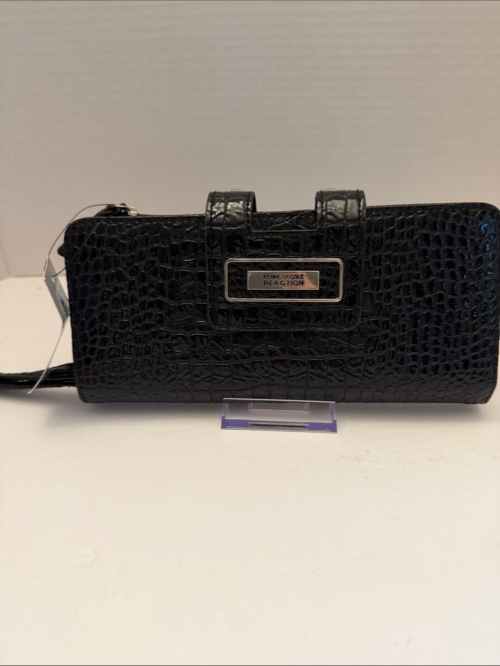 Kenneth Cole Reaction Black Croc-Embossed Wrist-let/Wallet
